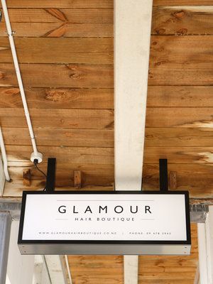 Glamour Hair Boutique — Design By Cheyney Name Board Design, Boutique Graphic Design, Name Board, Brand Inspiration Board, Glamour Hair, Sign Board Design, Salon Names, Name Boards, Hair Boutique