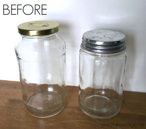 Glass Jars Ideas, Diy Apothecary, Jars Ideas, Thrift Store Upcycle, Garage Gift, Thrifty Diy, Thrift Store Decor, Glazed Glass, Coffee Jars