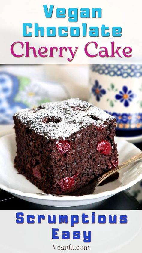 Decadent Vegan Chocolate Cherry Cake - Easy & Delicious Chocolate Cherry Desserts, Christmas Chocolate Desserts, Vegan Christmas Desserts, Cherry Cake Recipe, Cake Cherry, Best Vegan Desserts, Chocolate Cherry Cake, Vegan Chocolate Cake, Cherry Desserts