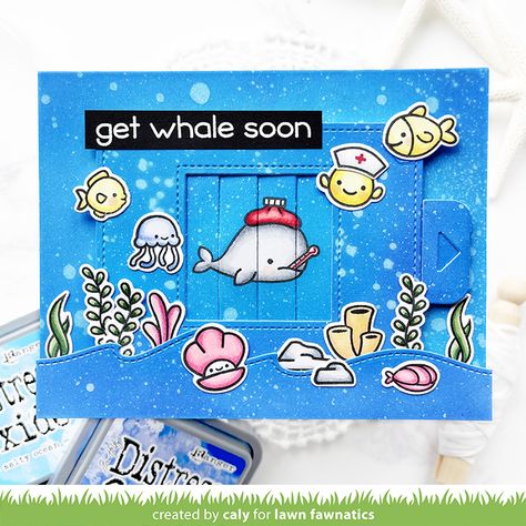 Lawn Fawnatics – Challenge #102 – Get Whale Soon Before ‘N Afters – Caly Person Megan Quinn, Underwater Birthday, Lawn Fawn Blog, Clear Acrylic Stamps, Lawn Fawn Stamps, Lawn Fawn Cards, Window Cards, Fairy Friends, Mama Elephant