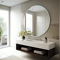 Pedestal Sink Ideas, Mirror For Bathroom Vanity, Large Framed Mirrors, Round Bathroom Mirror, Frameless Wall Mirror, Large Round Mirror, Modern Luxe, Mirror For Bathroom, Circle Mirror