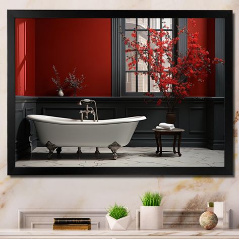 This beautiful "Red Modern Bathroom Charm V" Framed wall Art is printed using the highest quality fade-resistant ink on canvas. Laundry Wall Art, Red Bathroom, Acrylic Wall Decor, Bathroom Red, Living Room Red, Red Art Print, Black Picture Frames, Gold Picture Frames, Acrylic Wall Art