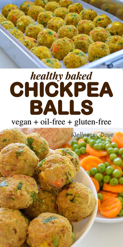 Chickpea Balls, Baked Chickpea, Resep Vegan, Healthy Entrees, Quick Vegan, Vegan Chickpea, Plant Based Diet Recipes, Vegan Snack, Healthy Baked