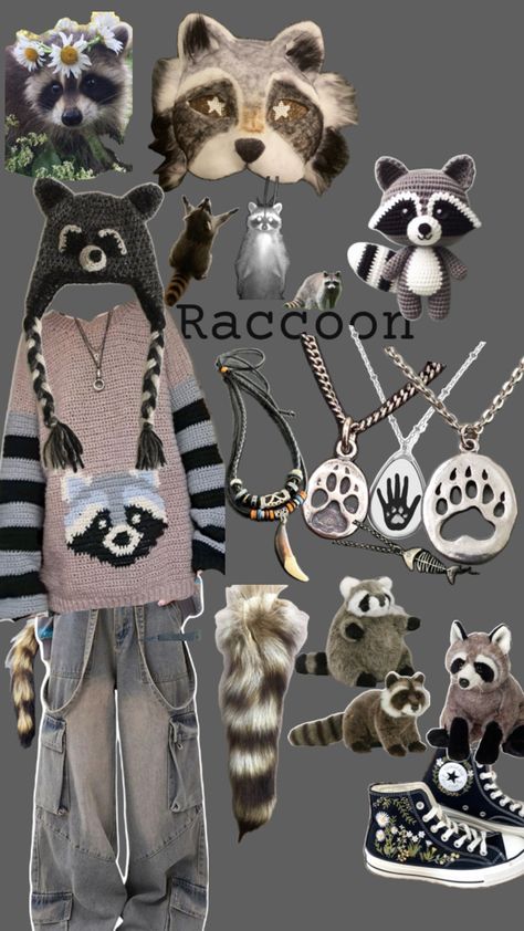 Raccoon Inspired Outfit, Raccoon Therian Mask Design, Raccoon Therian Mask, Racoon Fursona, Raccoon Fursona, Raccoon Oc, Raccoon Outfit, Raccoon Therian, Therian Aesthetic