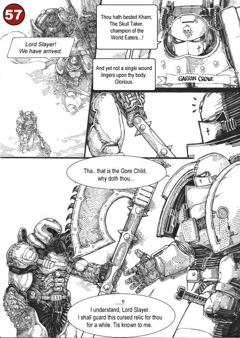 Doom Slayer In Warhammer 40k, Warhammer 40k Doom Slayer, Gunlance Art, Warhammer 40k Comic, Maddox Core, Warhammer Comic, 40k Fan Art, Doom Guy, Doom Videogame