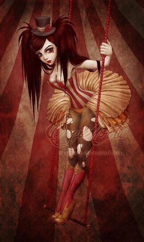 she must have fantastically healthy hair for it to fall on her shoulders like that. Trapeze Artist, Evil Clown, Dark Circus, Mark Ryden, Zombie Disney, Night Circus, Circus Art, Art Manga, Goth Art