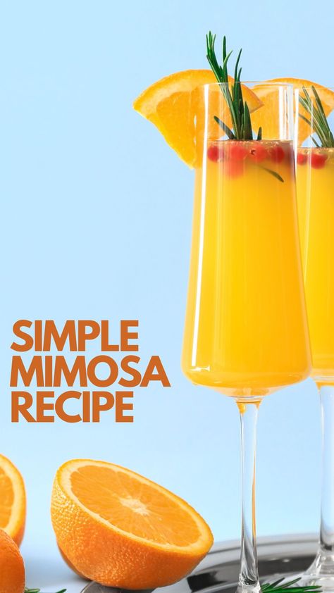 Savor simplicity with our Easy Mimosa Recipe! Just champagne and orange juice—a classic combination for a delightful brunch beverage. Cheers to easy elegance! 🍊🥂 #Mimosa #BrunchCocktails Orange Juice And Champagne Mimosas, Easy Mimosa Recipe, Champagne And Orange Juice, Prosecco And Orange Juice, Easy Mimosa, Mimosa Cocktail Recipes, Pomegranate Mimosa, Classic Mimosa, Sparkling Grape Juice