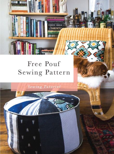 Free Sewing Pattern // Scrap Busting Pouf Pattern // Closet Core Patterns Pouffe Pattern, How To Make Piping, Diy Pouf, Gnome Craft, Floor Pouf, Sewing Tutorials Free, My Sewing Room, Pouf Ottoman, Sewing Projects For Beginners