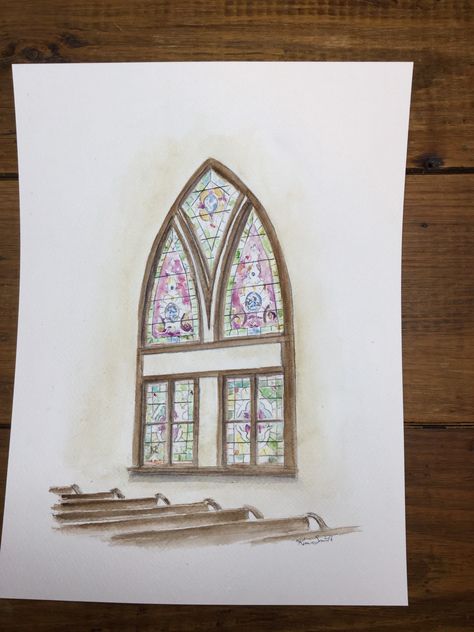 Excited to share this item from my #etsy shop: Watercolor Peaceful Reflections Stained Glass Watercolor, Old Country Churches, God Artwork, Stained Glass Church, Watercolor Bouquet, Art Stained, Shop Watercolor, Watercolor Paintings Tutorials, Baptist Church