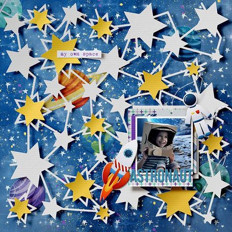 Astronaut - Digi Universe In My Mind Astronaut Scrapbook Ideas, Shooting Star, Scrapbook Inspiration, Scrapbook Ideas, Digital Scrapbook, Stars And Moon, My Mind, Scrapbook Pages, Digital Scrapbooking