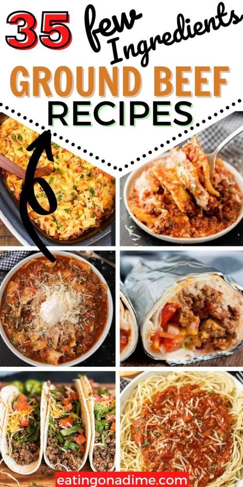 If you are looking for Easy Ground Beef Recipes with Few Ingredients we have gathered our favorites. These 35 recipes are easy and delicious. #eatingonadime #groundbeefrecipes Ground Beef Stew Recipes, Ground Beef Crockpot Recipes, Quick Ground Beef Recipes, Crock Pot Lasagna Recipe, Dinner Noodles, Dinner Sandwich, Recipes Using Ground Beef, Easy Ground Beef Recipes, Best Lasagna Recipe