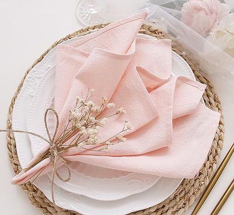 JINVASE Dinner Cloth Napkins Bulk,100% Soft Cotton Linen Napkins,Washable Fall Napkins with Hemmed Edges for Wedding Decorations,Family Event Parties,16”*16”,(Set of 12, Light Pink) Fall Napkins, Pink Napkins, Green Napkins, Cloth Napkin, Family Event, Wedding Christmas, Wedding Napkins, Table Napkins, Dining Table Decor