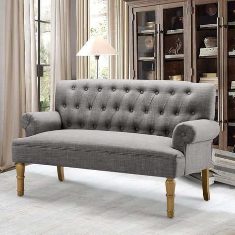 Living Room Settee, Long Couch, Settee Loveseat, Grey Loveseat, Couches For Living Room, Upholstered Settee, Love Seats, Dining Room Seating, Furniture Sofa