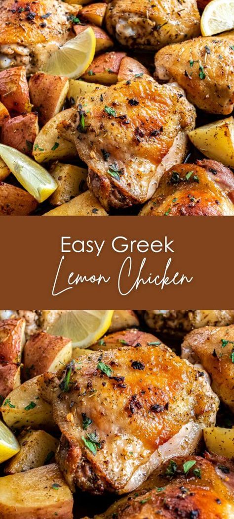 Easy Greek Lemon Chicken Greek Lemon Chicken And Potatoes, Vegetable Recipes Dinner, Best Marinade, Herb Chicken Recipes, Grilled Chicken Legs, Mediterranean Salad Recipe, Greek Lemon Potatoes, Baked Greek Chicken, Mediterranean Recipes Healthy