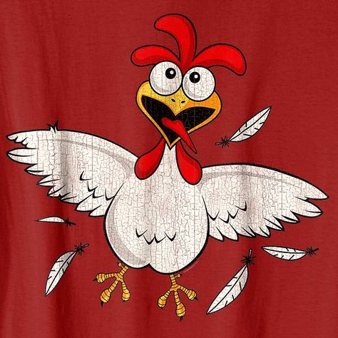 Funny chicken shirt for women, men, girls and boys. Crazy chicken T-shirt graphic. Crazy chicken lady shirt, cool cartoon chicken tee with wings and feathers. A great graphic tee design. Funny shirt for anyone available on 5 color T shirts. Visit shirt page on Amazon. #funnyshirts #funnytshirts #chickenshirts Crazy Chicken Drawing, Chicken Wisdom, Painted Chickens, Chicken Pics, Crazy Chicken Lady Shirt, Chicken Lady Shirt, Chicken Tattoo, Chicken Drawing, California Gifts