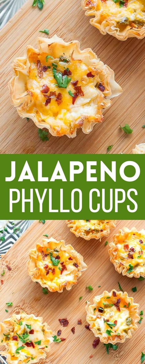 Jalapeño Popper Phyllo Cups, Easy Jalapeno Popper Bites, Jalapeño Popper Cups, Phyllo Cup Appetizers Easy, Philo Cup Appetizers, Phyllo Cup Recipes, Philo Cups, Jalapeno Popper Cups, Phyllo Cup Appetizers