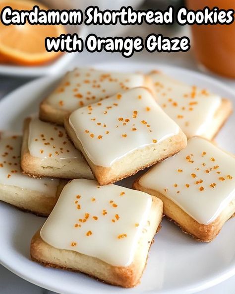 Cardamom Shortbread Cookies With Orange Glaze, Cardamom Shortbread Cookies Orange Glaze, Glazed Shortbread Cookies, Cardamom Shortbread With Orange Glaze, Cardamom Shortbread Cookies, Cardamom Shortbread, Cardamom Cookies, Shake N Bake, Orange Glaze