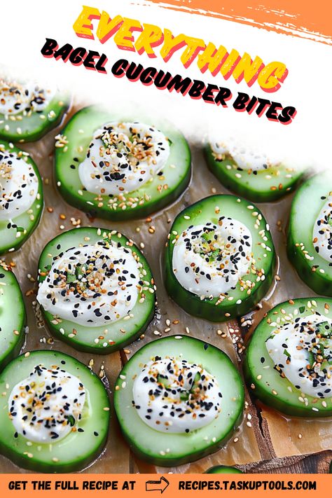 Add a delicious crunch to your snack time with our Easy 'Everything Bagel' Cucumber Bites! These mini delights are a healthy alternative bursting with flavor. The refreshing cucumber paired with the savory 'Everything Bagel' seasoning makes for an irresistible appetizer. Perfect for parties or just everyday snacking. Dive into this easy-to-follow recipe and enjoy a guilt-free treat! Pin now for a healthier snack option. #CucumberBites #HealthySnacks #EverythingBagel Everything Bagel Cucumber, Bagel Cucumber, Cucumber Snack, Cucumber Snacks, Cucumber Bites, Refreshing Snacks, Brunch Spread, Mini Cucumbers, Bagel Seasoning