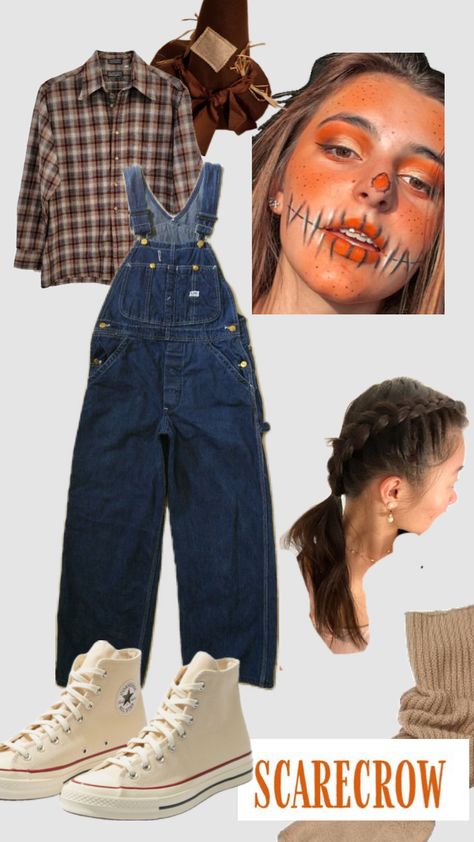 Cute Scarecrow Costume, Scarecrow Outfits, Scarecrow Halloween Costume, Disfarces Halloween, Scarecrow Halloween Makeup, Halloween Costumes Women Creative, Halloween Costumes Scarecrow, Crow Costume, Character Halloween Costumes