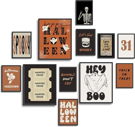 Room Decor Trendy, Vintage Halloween Art, Halloween Room, Halloween Room Decor, Fun Halloween Decor, Gallery Wall Art Set, Halloween Wall Art, Set Decor, Art Halloween