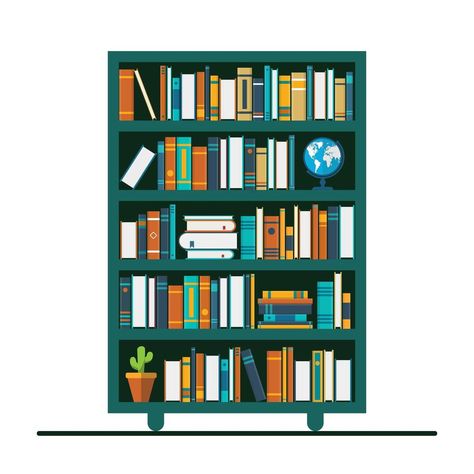 Bookcase with many books Still Life Ideas, Pink Bookshelves, Wooden Shelf Design, Books Vector, Book Silhouette, Old Bookshelves, Book Clip Art, Library Bookshelves, Drawing Tutorials For Kids