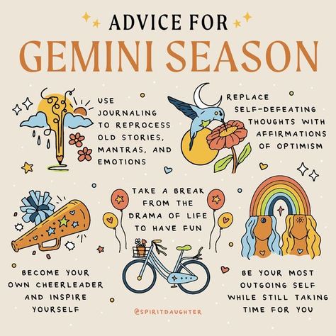 Spirit Daughter on Instagram: "Welcome to Gemini Season! Tag your favorite Gemini below ♊️👇🏽 ⁠ ⁠ #gemini #advice #zodiac #geminiseason" Spirit Daughter, All About Gemini, Gemini And Scorpio, Season Quotes, Gemini Life, Astrology Gemini, Gemini Season, Spiritual Journals, Wiccan Spell Book