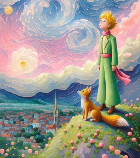 Pretty View, Arte Van Gogh, Animal Illustrations, Art Gallery Wallpaper, The Little Prince, A Hill, Dreamy Art, Scenery Wallpaper, Cartoon Wallpaper