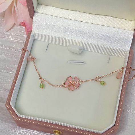 Romantic Charm Pink Cherry Blossom Pendent Necklace For Women Korea Style Zircon Flower Clavicle Bride Friend, Pink Cherry Blossom, Fashion Packaging, Gold Color Ring, Party Necklace, Pink Cherry, Pendent Necklace, Jewelry Choker, Crystal Flower