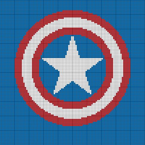 Free Cross-Stitch Pattern Captain America Shield Thor Cross Stitch, Captain America Cross Stitch, Marvel Cross Stitch, Crochet Shawl Diagram, Free Cross Stitch Pattern, Colorwork Knitting, Captain America Shield, Crochet Goodies, Iron Beads