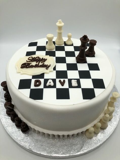 Chess Themed Birthday Party Ideas, Chess Cake Ideas, Chess Cake Design, Chess Theme Cake, Chess Birthday Cake, Chess Cakes, Checkered Cake, Chess Cake, Cake Designs For Kids