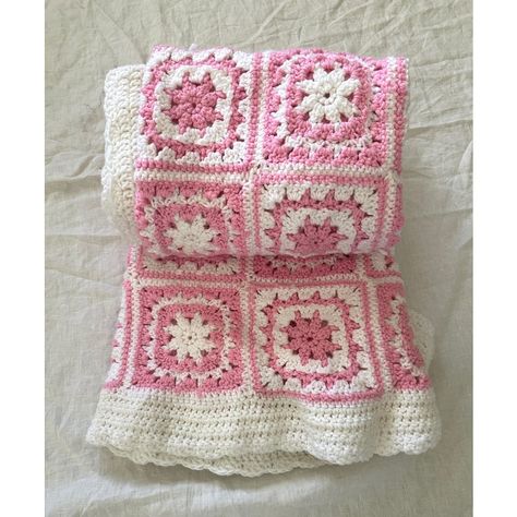 Vintage Pink and White Box Square Crochet Throw Blanket. So cute and perfect for a  girls room. Boarder has a slight ruffle. 2 different white colors are used hard to tell but its a off white and white. 76in x 39.5in w Make sure to follow me, I have flash sales for my followers only Pink And White Granny Square Blanket, Patterned Crochet Blanket, Pink Crochet Blanket Color Schemes, Crochet Blanket Cute, Pink Granny Square Blanket, Barbie Blanket, Crochet Blanket Pink, Pink Crochet Blanket, Fleece Crochet