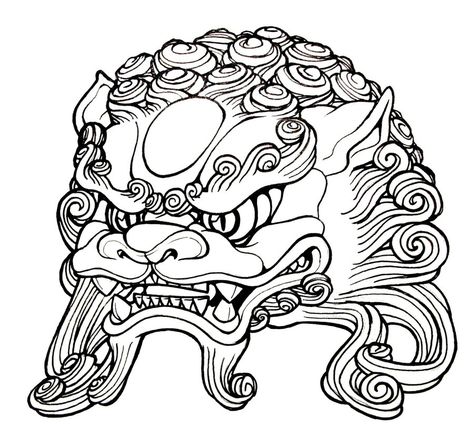 Japanese Foo Dog Tattoo Designs Cool Flash Tattoo Ideas, Japanese Spirit Tattoo, Japanese Tattoo Drawings, Japanese Foo Dog Tattoo Design, Foo Dog Drawing, Japanese Foo Dog Tattoo, Japanese Traditional Tattoo Flash, Asian Traditional Tattoo, Chinese Lion Head