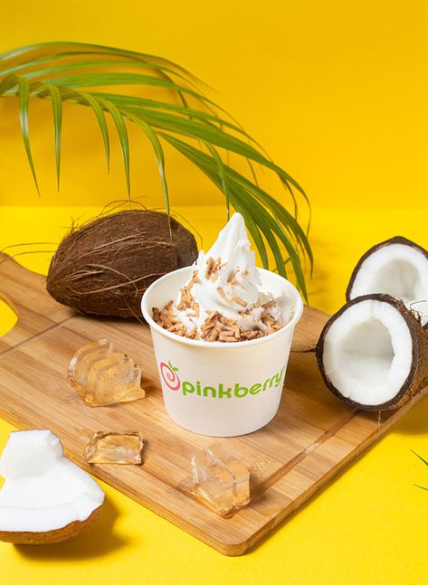 Product Photography - Pinkberry NG on Behance Popsicle Product Photography, Ice Cream Photography Ideas, Coconut Product Photography, Ice Cream Product Photography, Gelato Photography, Coconut Photography, Ice Cream Cups Design, Ice Cream Pictures, Popsicles Cake