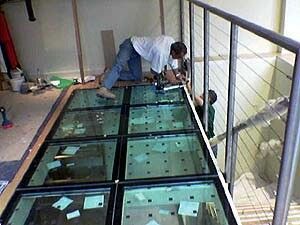 Glass Floors Architecture, Glass Flooring, Glass Walkway, Deck Renovation, Exterior Balcony, Beautiful Outdoor Furniture, Grill Gate Design, Glass Balcony, Flooring For Stairs