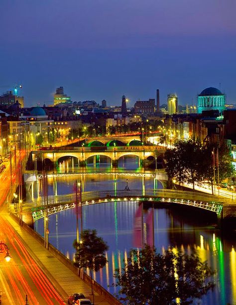 River Liffey Bridges, Dublin Irish Images, City At Night, Ireland Vacation, Visit Ireland, Dublin City, To Infinity And Beyond, Ireland Travel, Dublin Ireland, Image Collection