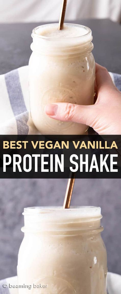 Vega Protein Recipes, Vanilla Protein Shake Recipes, Protein Powder Recipes Shakes, Vanilla Protein Smoothie, Best Vegan Protein Powder, Vegan Protein Smoothie, Protein Shake Recipe, Protein Powder Smoothie, Vegan Protein Shake