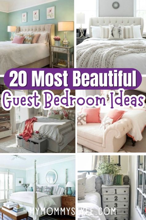 Dreaming of future spaces? Explore these inspiring guest bedroom ideas that also double as master bedroom inspiration. From neutral colors to pops of color, geometric prints to unique decor, there's something for every taste. Click the link below each photo for styling and shopping details. Which one sparks your imagination? Spare Guest Room Ideas, Spare Bedroom Ideas Guest Rooms, Neutral Bedrooms With Pop Of Color, Guest Bedroom Ideas, Small Guest Bedroom, Neutral Bedroom Decor, Beautiful Bedrooms Master, Neutral Bedrooms, Geometric Prints