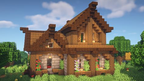 You can watch the tutorial on YouTube by following link #minecraft #minecraftbuilding #minecraftbuilds #minecrafttutorials #minecraftbuildingideas #minecraftbuild #minecrafttutorial #woodenhouse #suburban house #spring Minecraft Houses Tutorials, Minecraft Home, Survival House, Case Minecraft, Minecraft Mansion, Wall Stand, Minecraft Interior Design, Minecraft House Plans, Bangunan Minecraft