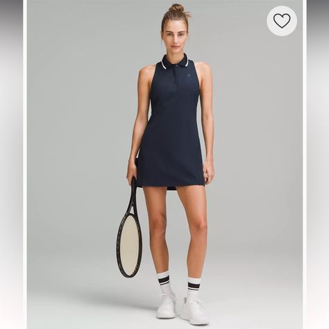 Made To Move. This Lightweight, Unlined Polo-Collar Tennis Dress Gives You Support And Comfort To Match Your Momentum On And Off The Court. Designed For Tennis Sweat-Wicking Fabric Sweat-Wicking Four-Way Stretch Quick-Drying Lightweight Navy-White 10 Nwt Polo Tennis Dress, Tennis Apparel, Wishlist 2024, Tennis Outfit, Golf Dresses, Tennis Dress, Shorts With Tights, Shelf Bra, Polo Collar