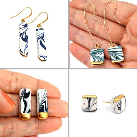 Ceramic artist and china painter Melanie Sherman creates beautiful sterling silver jewelry pieces with porcelain stones. Decorated with vintage decals from Europe and Japan, these one-of-kind pieces tell the story of historic porcelain wares, used as dinnerware in 18th century Europe. Cold Porcelain Jewelry, Porcelain Ring, Ceramics Jewelry, Kintsugi Art, Resin Jewelry Diy, Porcelain Earrings, Clay Jewellery, Porcelain Jewelry, Recycled Jewelry