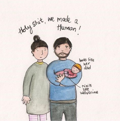 When Two Became Three, Arrival Quotes, Parenting Teens Humor, Parenting Illustration, Newborn Quotes, Expectant Father, Captions Funny, Pregnancy Art, Newborn Mom