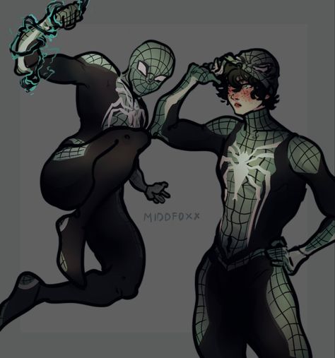 Spidey Suit Design, Spiderman Oc Female Base, Hot Spiderman Fanart, Bandaging Wounds Drawing Reference, Spider Sonas Male, Spiderverse Outfit, Spidersona Art Male, Spiderman Sona, Spider Man Oc Male