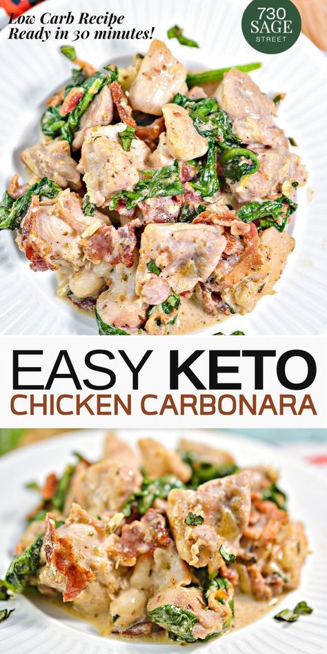 Carbonara Recept, Chicken Carbonara Recipe, Chicken Carbonara, Carbonara Recipe, Resep Diet, Low Carb Diets, Keto Cooking, Carb Meals, Keto Recipes Dinner