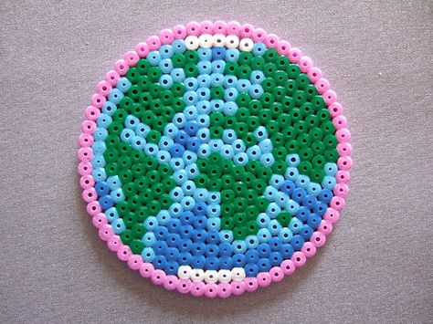 Hama Beads World | Flickr - Photo Sharing! Earth Perler Beads, Hama Beads Design, Hama Bead, Bead Sprite, Melty Beads, Hama Beads Patterns, Diy Perler Beads, Melting Beads, Iron Beads