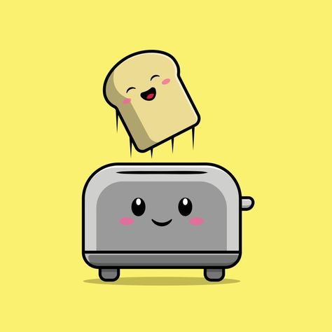 Toaster Drawing, Cute Toaster, Illustration Breakfast, Food Icon, Vector Icons Illustration, Cityscape Photos, Logo Banners, Nature Backgrounds, Heart With Arrow