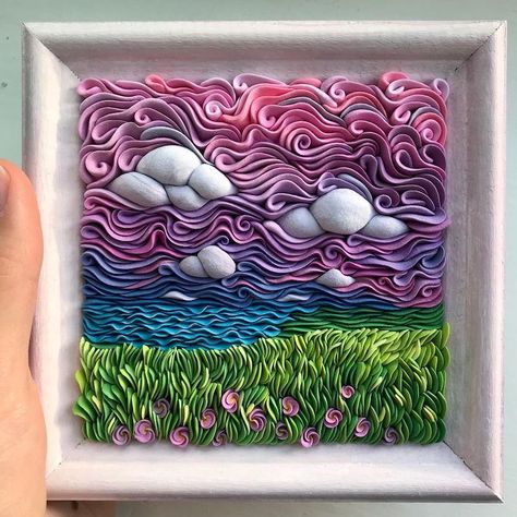 Clay On Canvas, Clay Painting, Polymer Clay Painting, Clay Paint, Clay Wall, Quilling Patterns, Canvas Ideas, Clay Art Projects, Quilling Designs