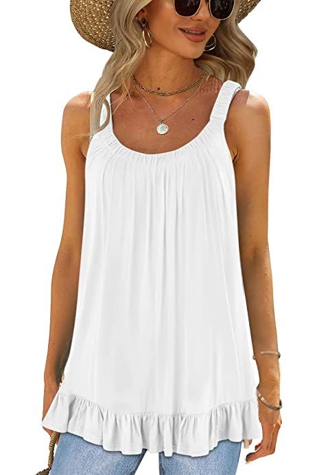 Bingerlily Women's Flowy Tank Tops Camis Sleeveless Crew Neck Casual Shirts Loose Fitting Blouses, 1-peach, XX-Large : Amazon.ca: Clothing, Shoes & Accessories Summer Shirts For Women, Loose Tank Tops, Womens Tops Summer, Women Tunic Tops, Women Over 50, Elegant Shirt, Sleeveless Tshirt, Shirts For Women, Womens Tunics