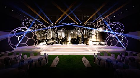 FOOTBALL THEME on Behance Event Decoration Ideas, Arena Stage, Exhibition Stall Design, Stall Design, Wake Ideas, Soccer Event, Football Theme, Exhibition Stall, Football Themes