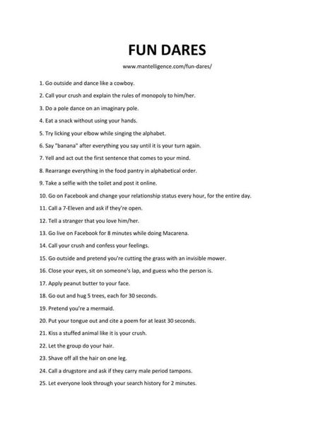 Dares Over Facetime, Truth Or Dare Questions For Teenagers On Facetime, Dares For Teenagers, Truth Or Dare Questions For Teenagers, Office Bingo, Funny Truth Or Dare, Funny Dares, Good Truth Or Dares, Fun Dares