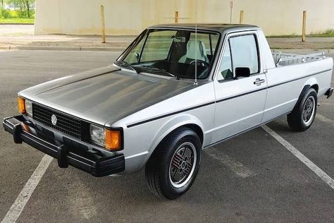 The American-Made Volkswagen Rabbit Pickup Is The Perfect Antidote To The Ever-Growing White Goods World Of SUVs Volkswagen Rabbit Pickup, Vw Rabbit Pickup, Small Pickups, Volkswagen Rabbit, Vw Rabbit, Modern Cars, Blue Words, Rare Breed, Manual Transmission